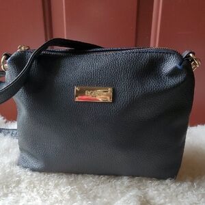 BCBG Paris Blue Crossbody Bag with Gold Accents Approx 10 X 8